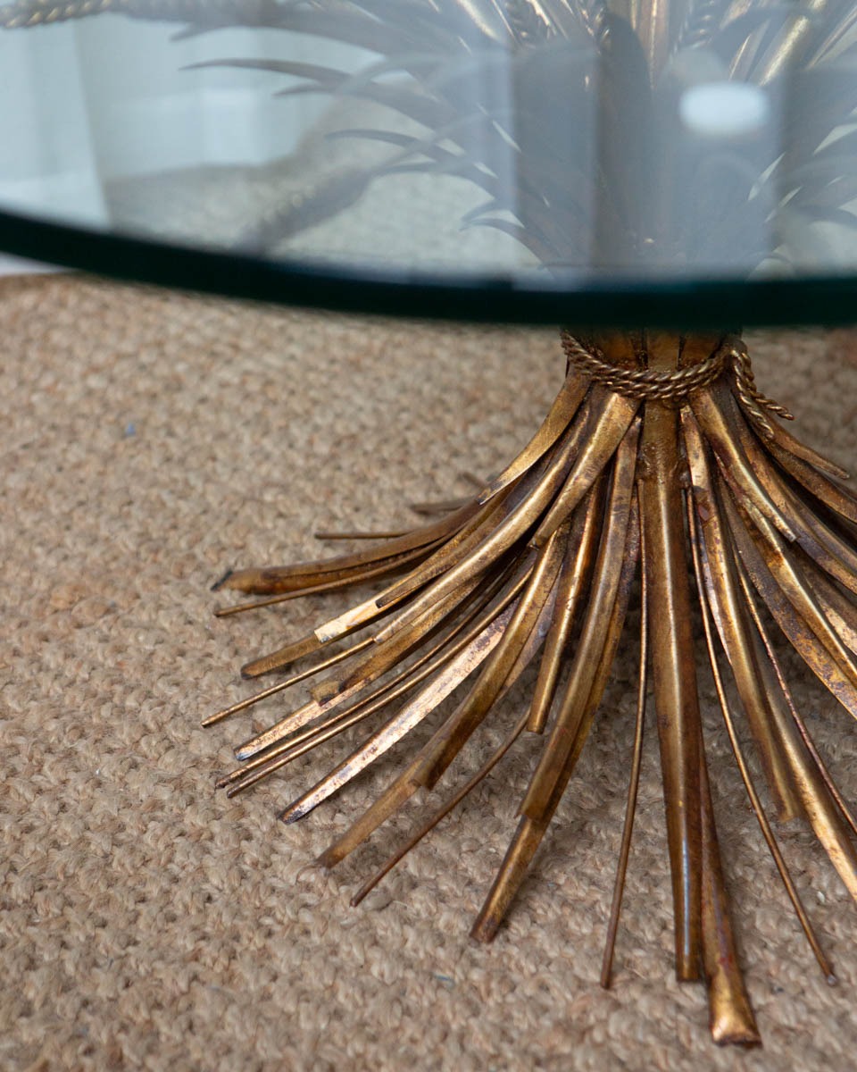 Vintage Gold Sheaf Wheat Coffee Table - Image 8