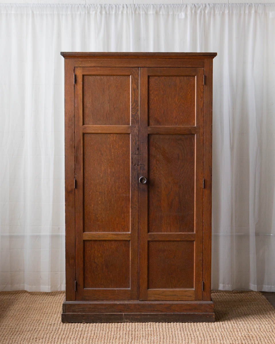 Antique Oak School Locker Armoire