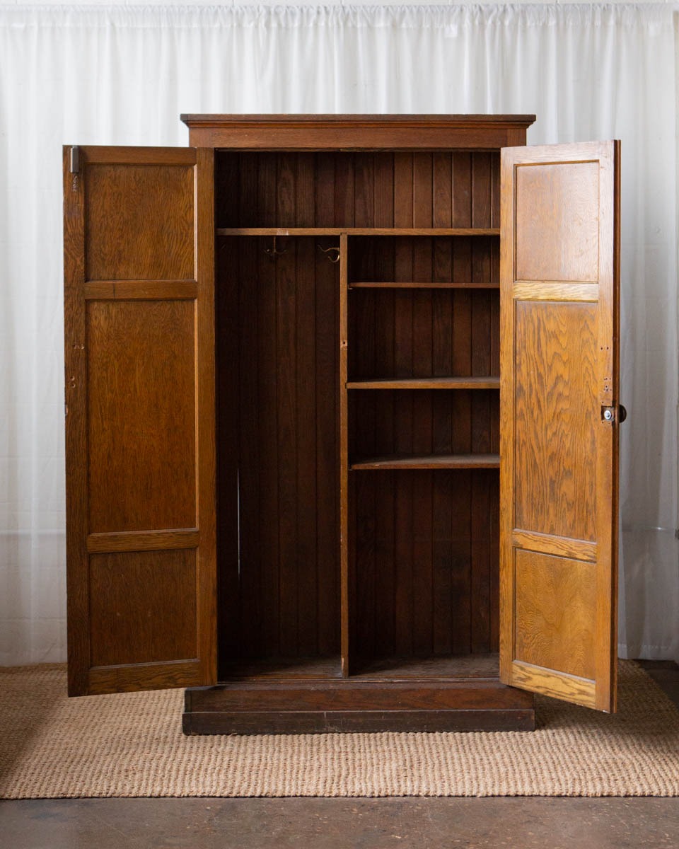 Antique Oak School Locker Armoire - Image 3