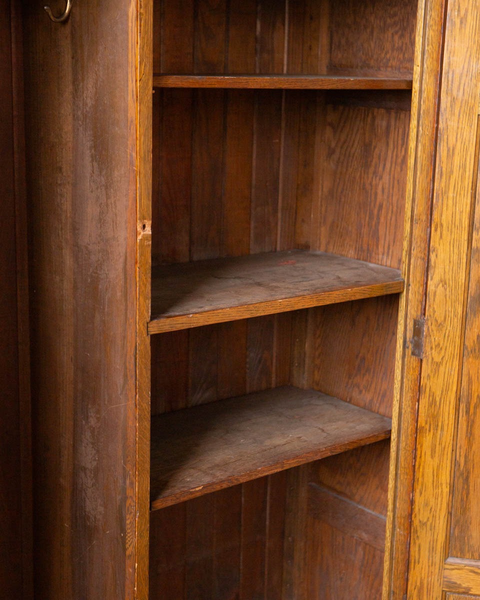 Antique Oak School Locker Armoire - Image 8