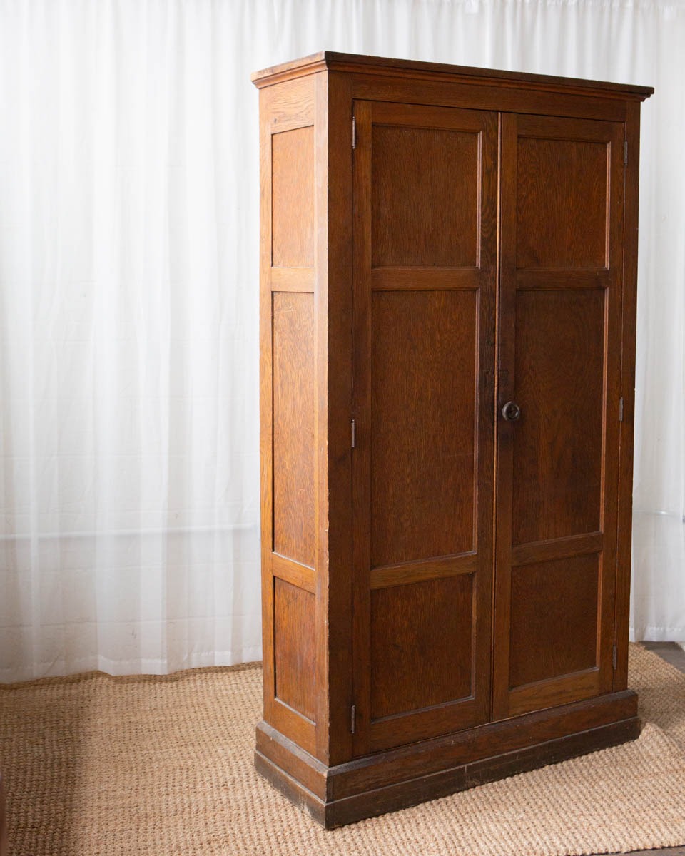 Antique Oak School Locker Armoire - Image 12