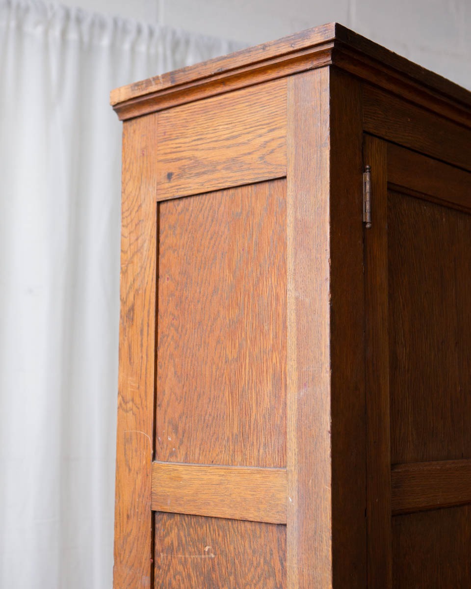 Antique Oak School Locker Armoire - Image 13