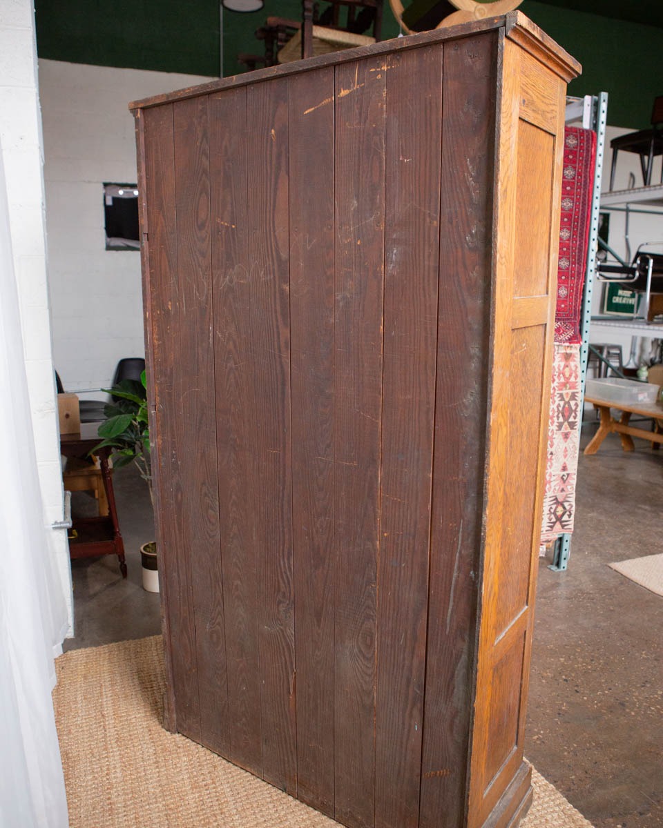 Antique Oak School Locker Armoire - Image 15