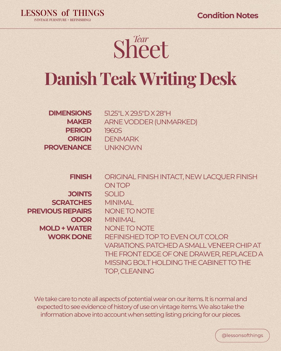 Danish Teak Writing Desk - Image 2