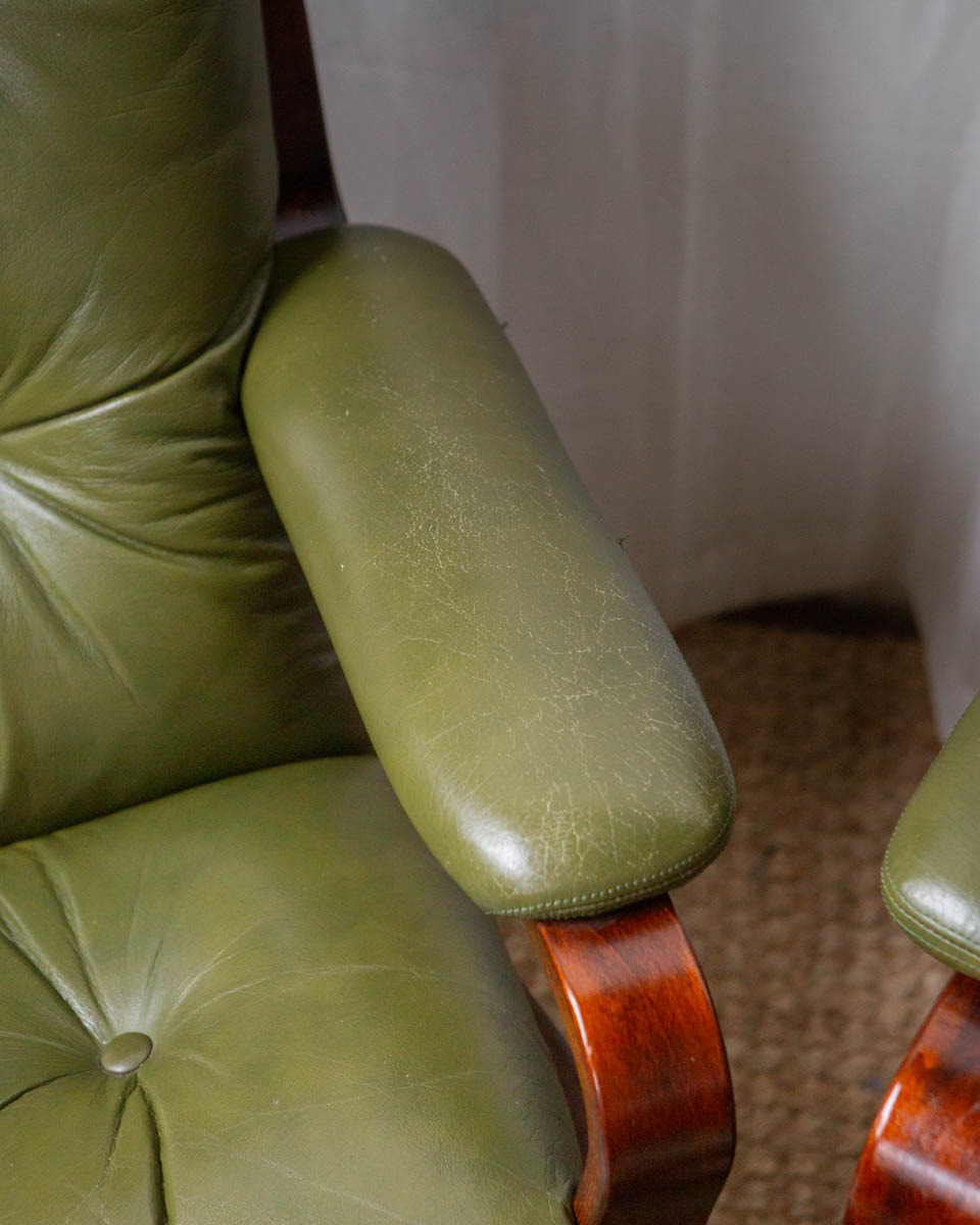Vintage beech and leather chairs from Norway