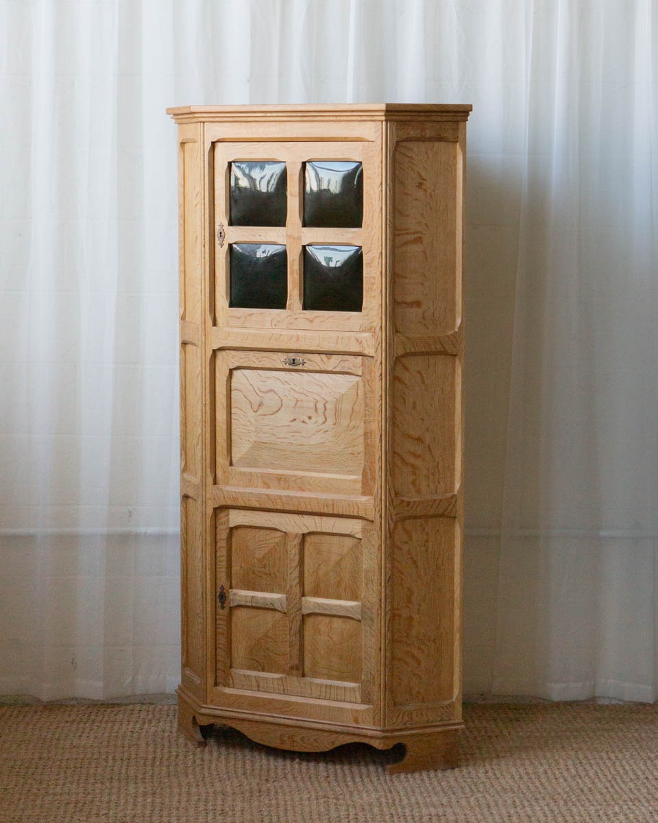 1970s Danish Oak Corner Cabinet Secretary