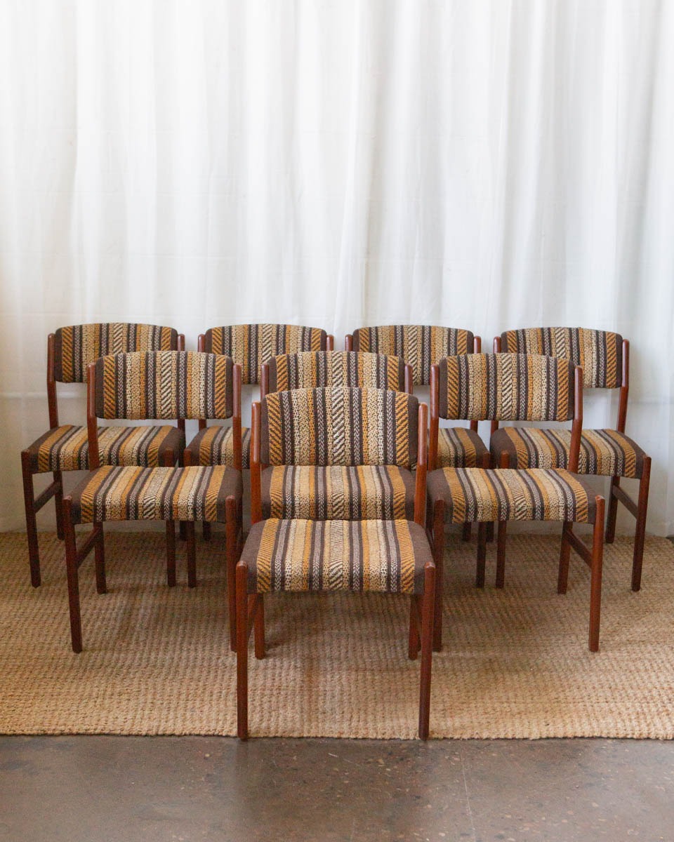 teak and wool Danish dining chairs