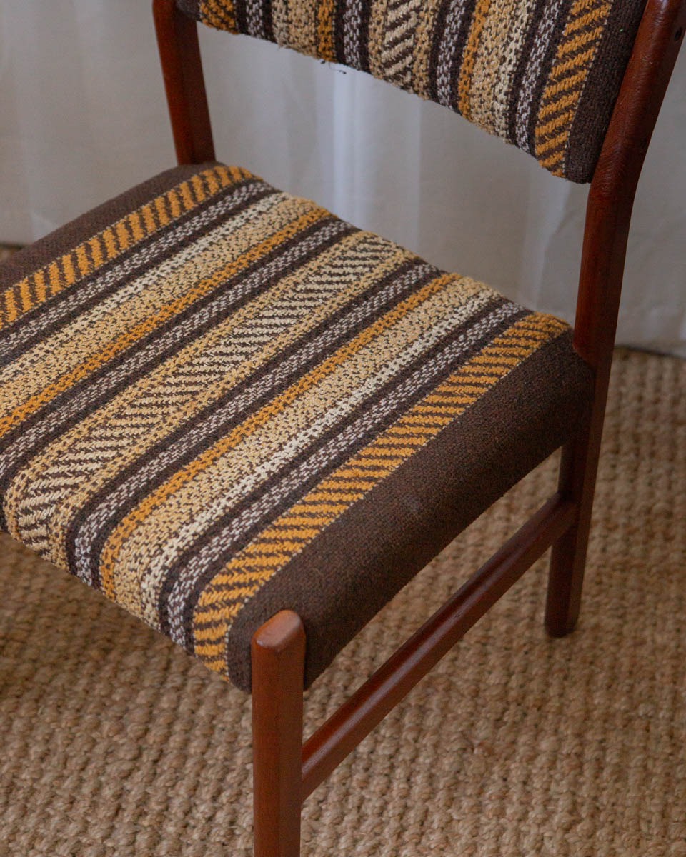teak and wool Danish dining chairs