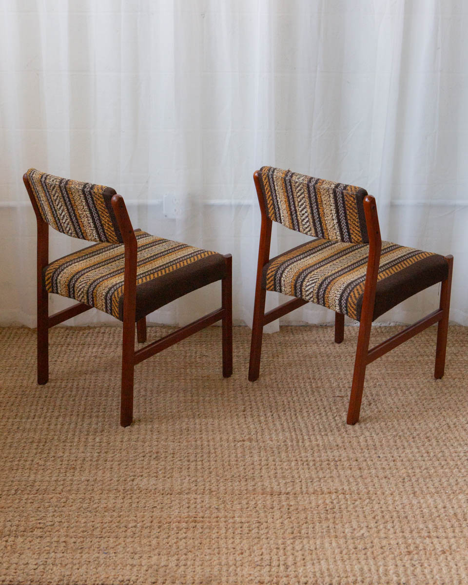 teak and wool Danish dining chairs