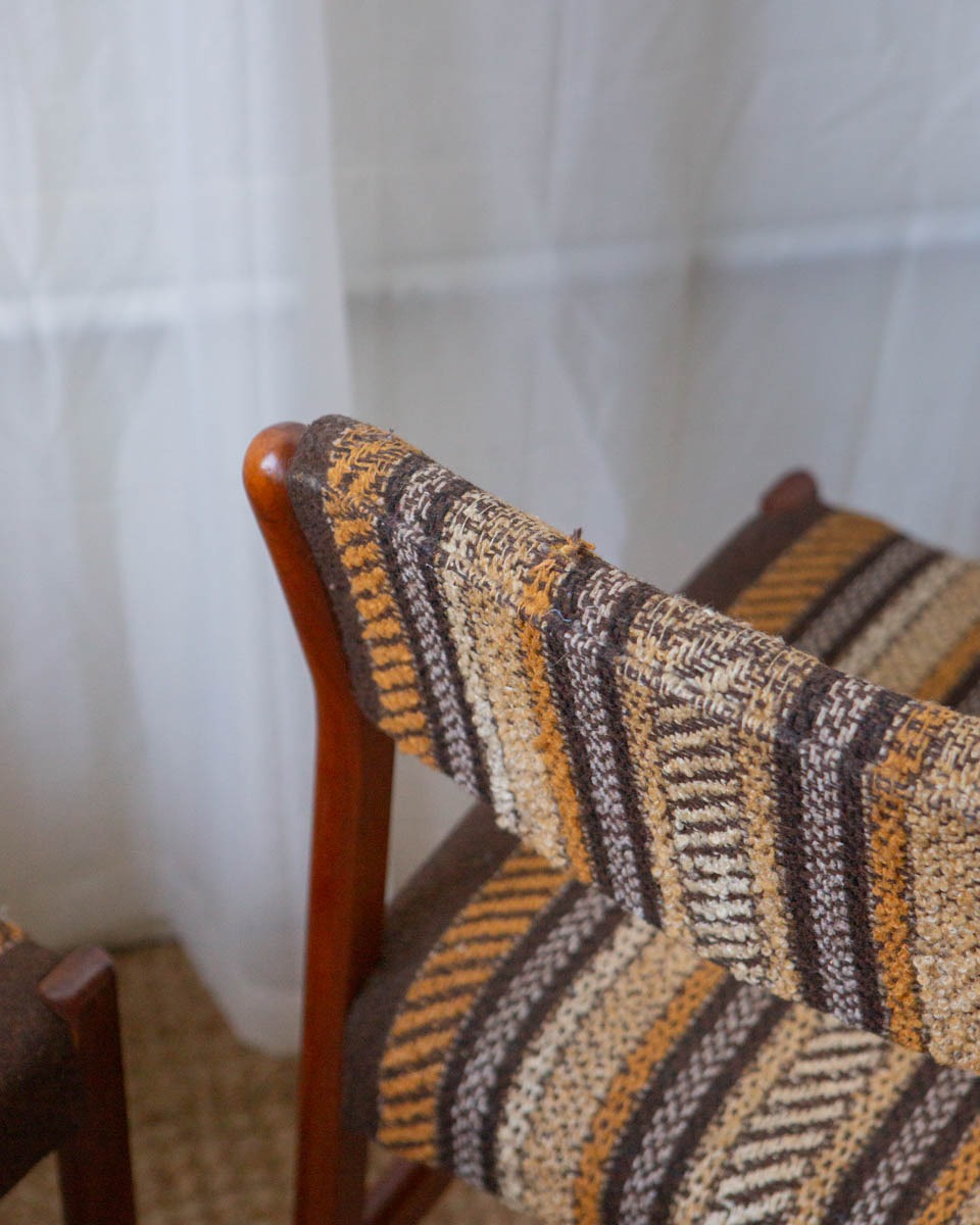 teak and wool Danish dining chairs