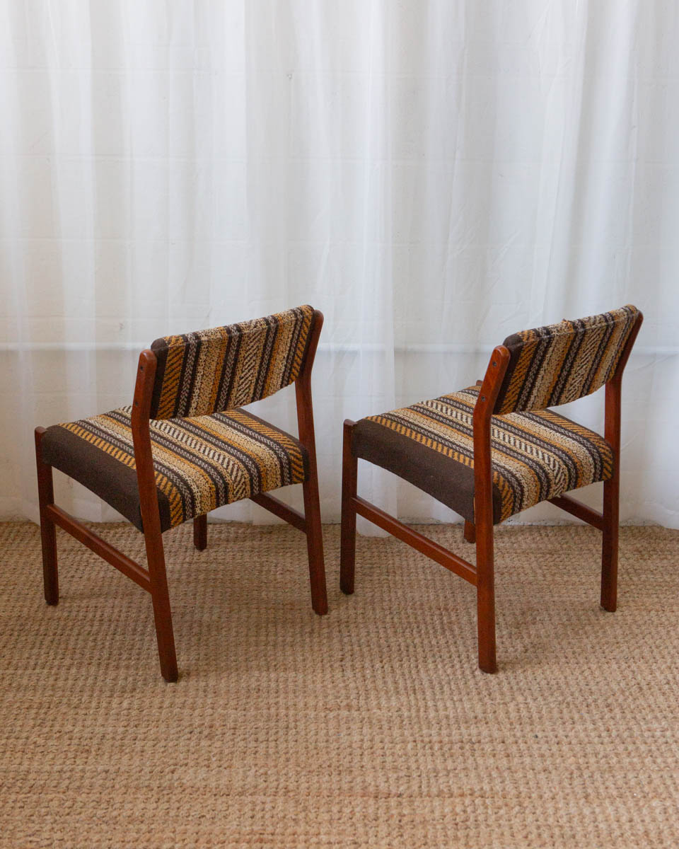 teak and wool Danish dining chairs