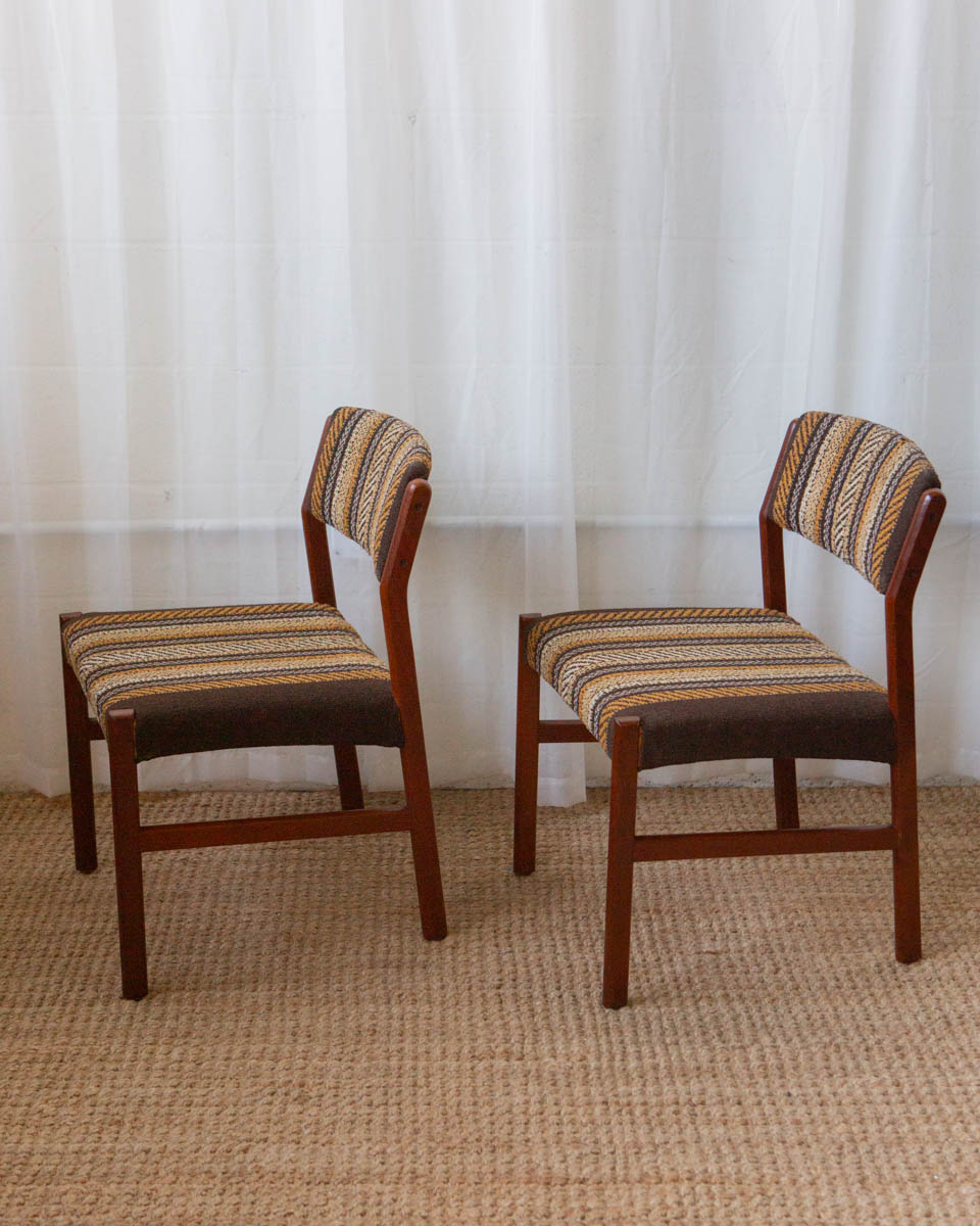 teak and wool Danish dining chairs