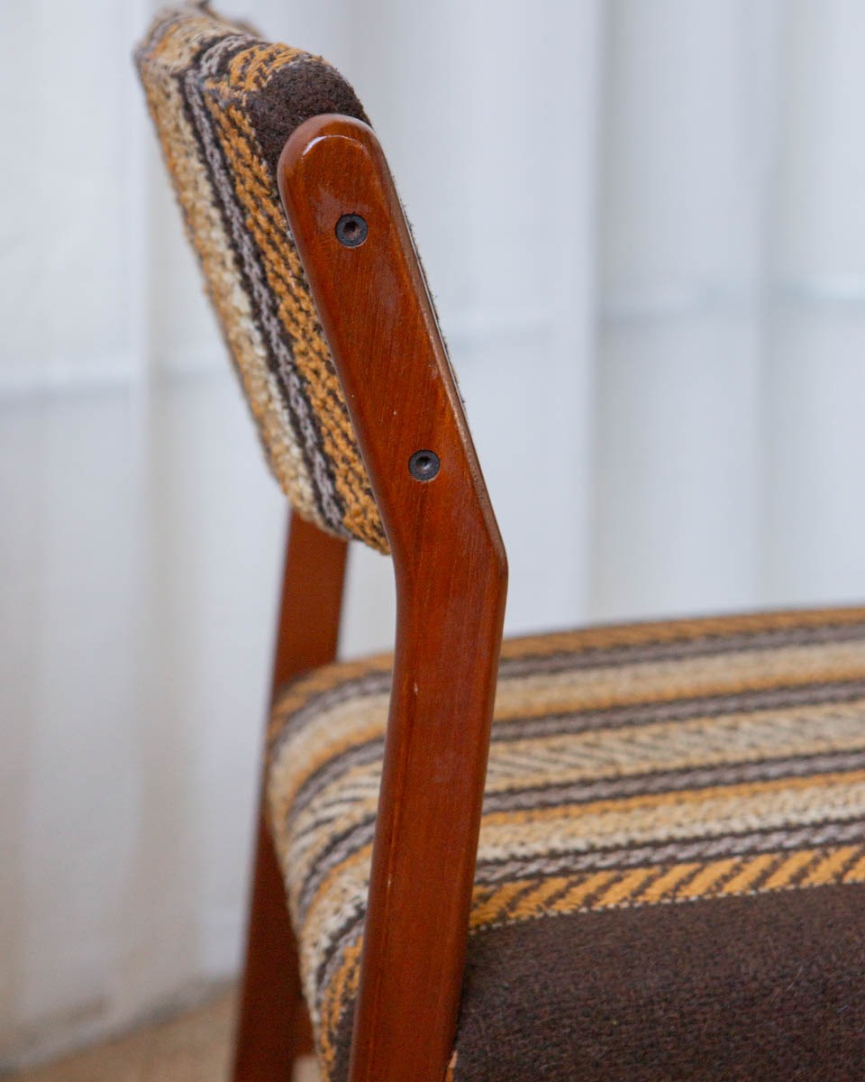 teak and wool Danish dining chairs