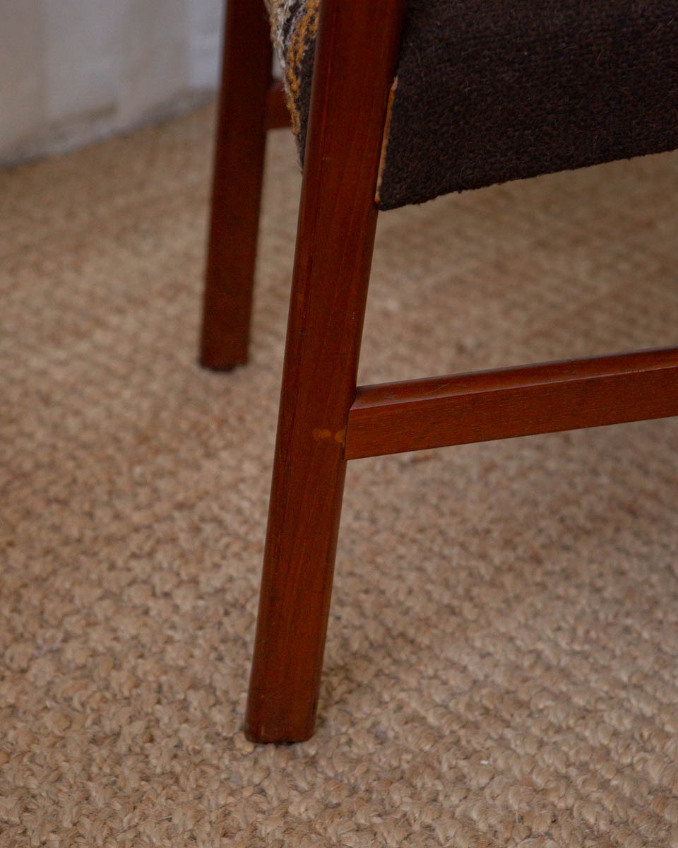 teak and wool Danish dining chairs