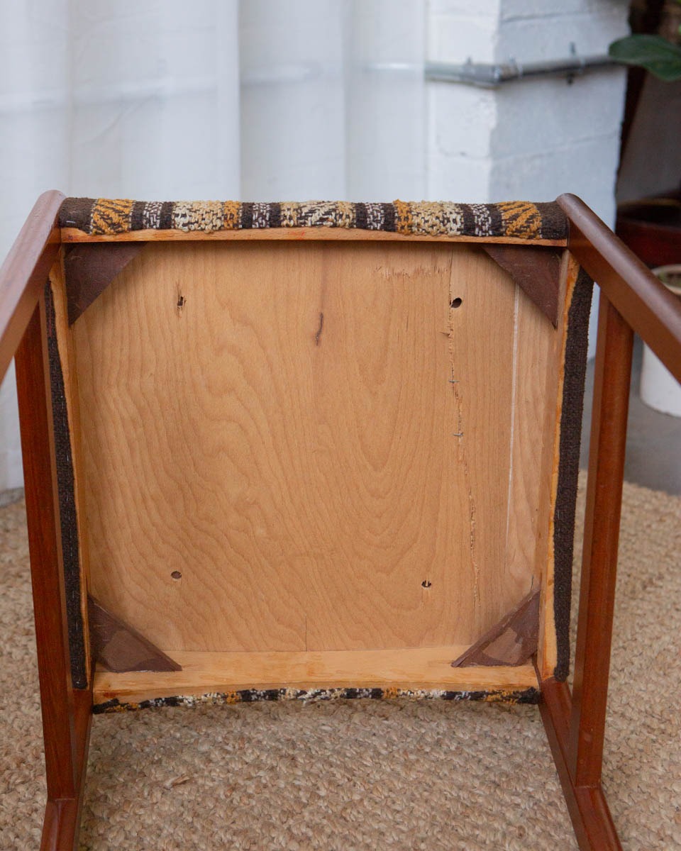 teak and wool Danish dining chairs