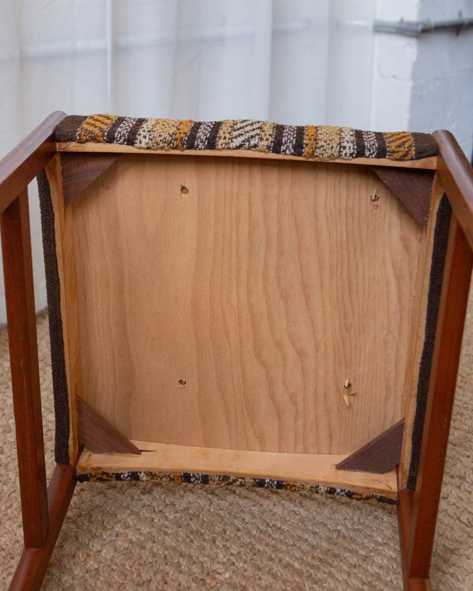 teak and wool Danish dining chairs