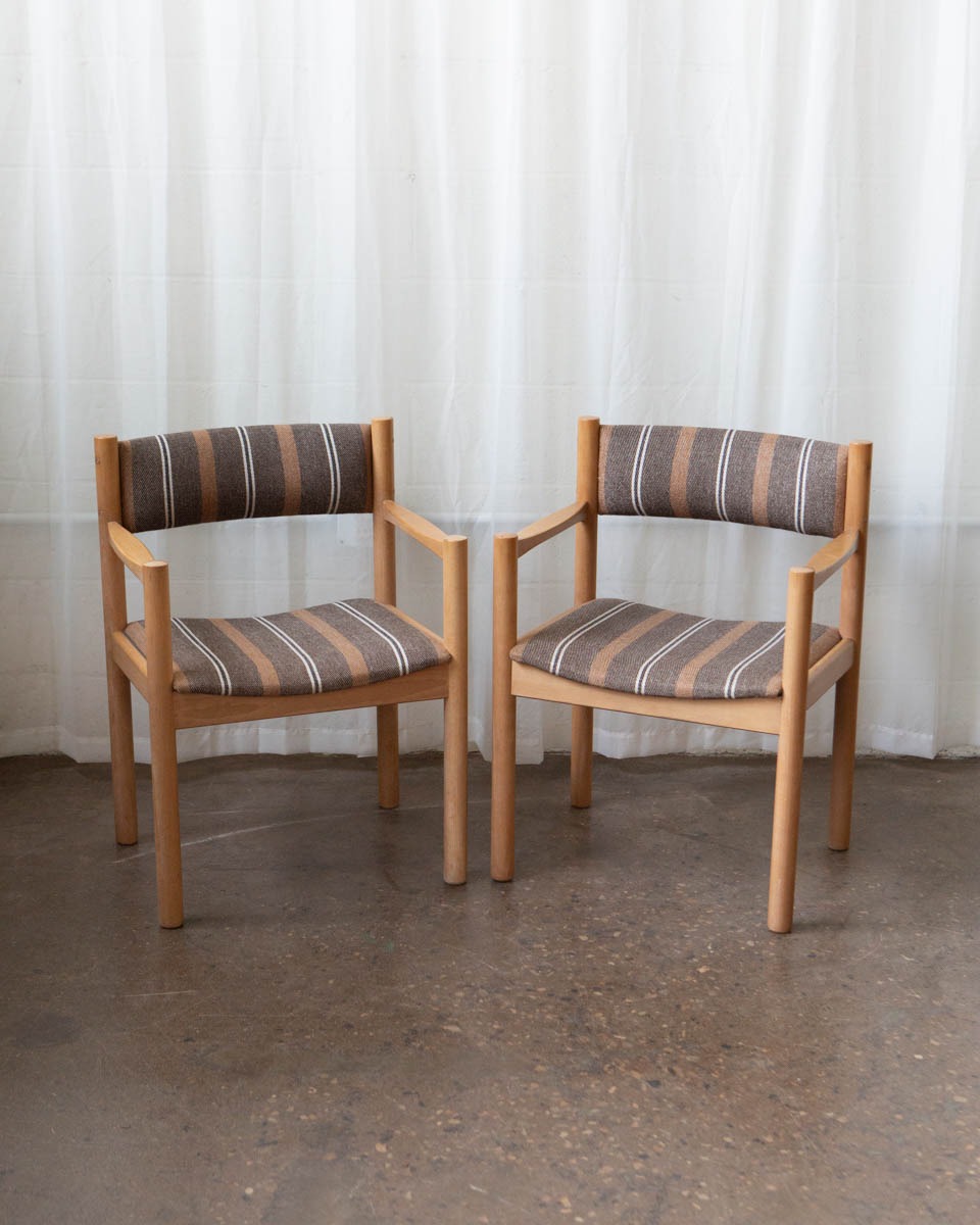 1970s Danish Beech and Wool Dining Chairs