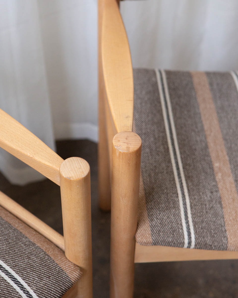 1970s Danish Beech and Wool Dining Chairs