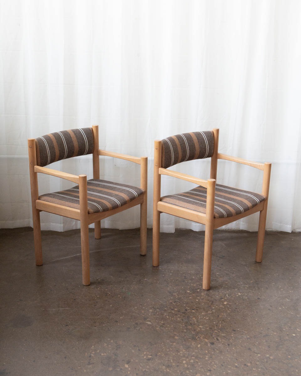 1970s Danish Beech and Wool Dining Chairs
