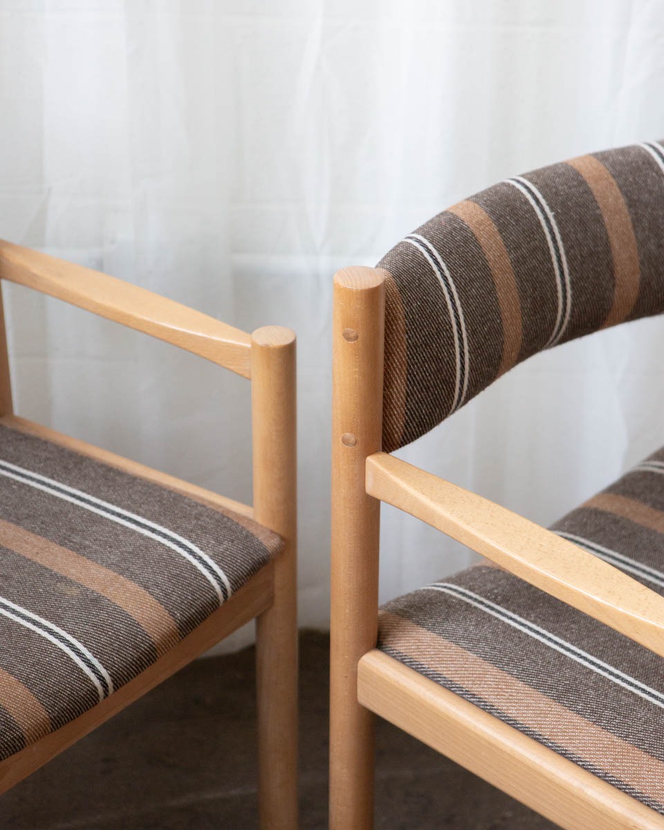 1970s Danish Beech and Wool Dining Chairs