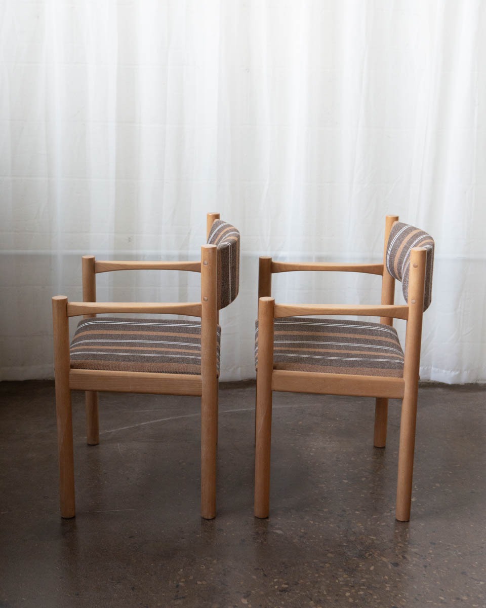 1970s Danish Beech and Wool Dining Chairs