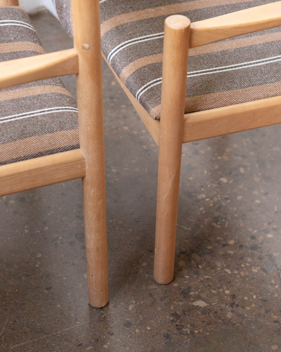 1970s Danish Beech and Wool Dining Chairs