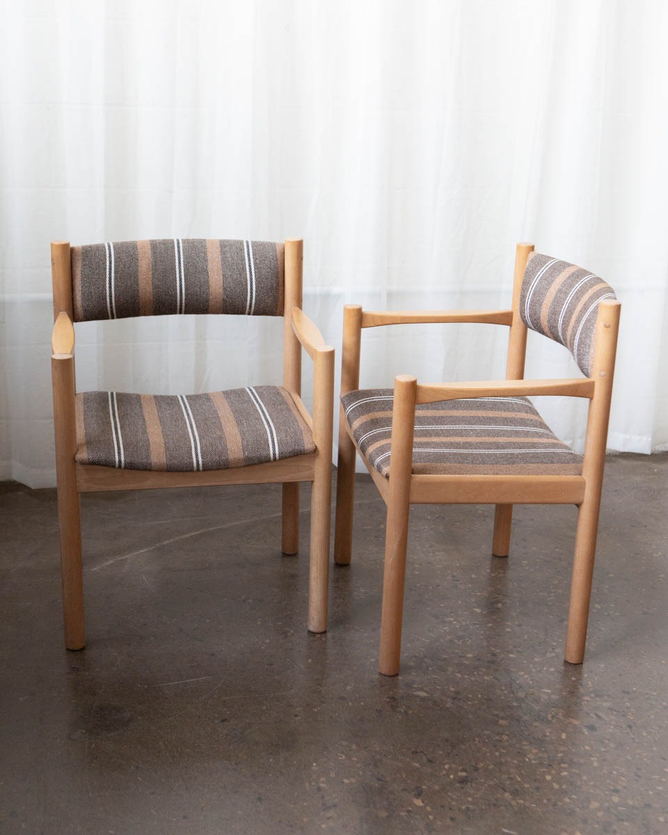 1970s Danish Beech and Wool Dining Chairs