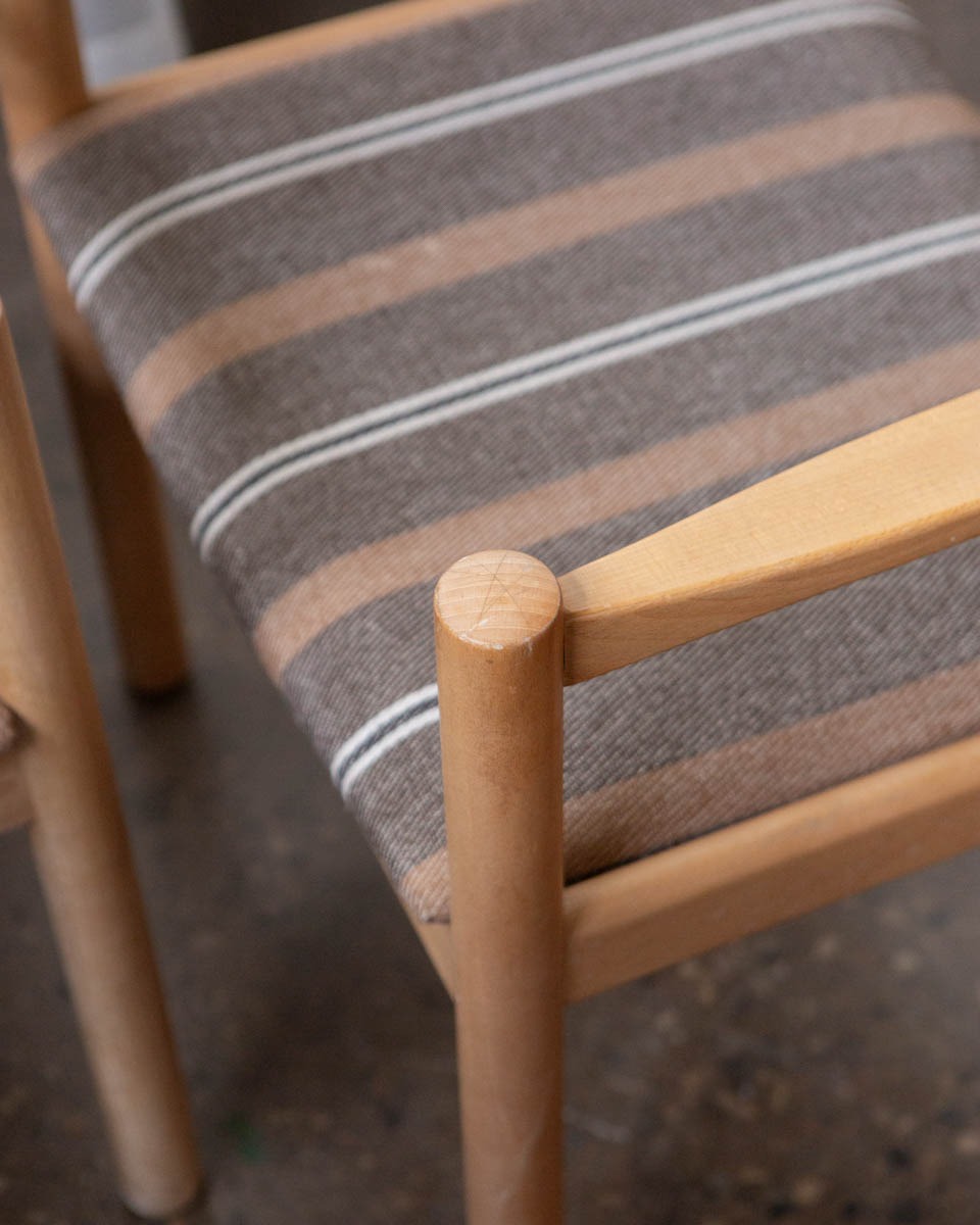 1970s Danish Beech and Wool Dining Chairs