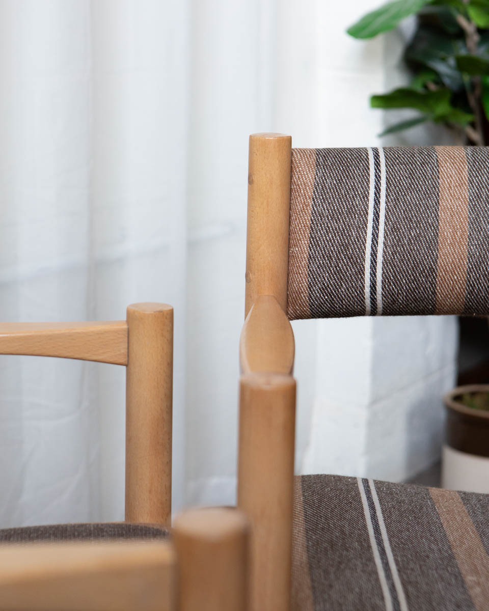 1970s Danish Beech and Wool Dining Chairs