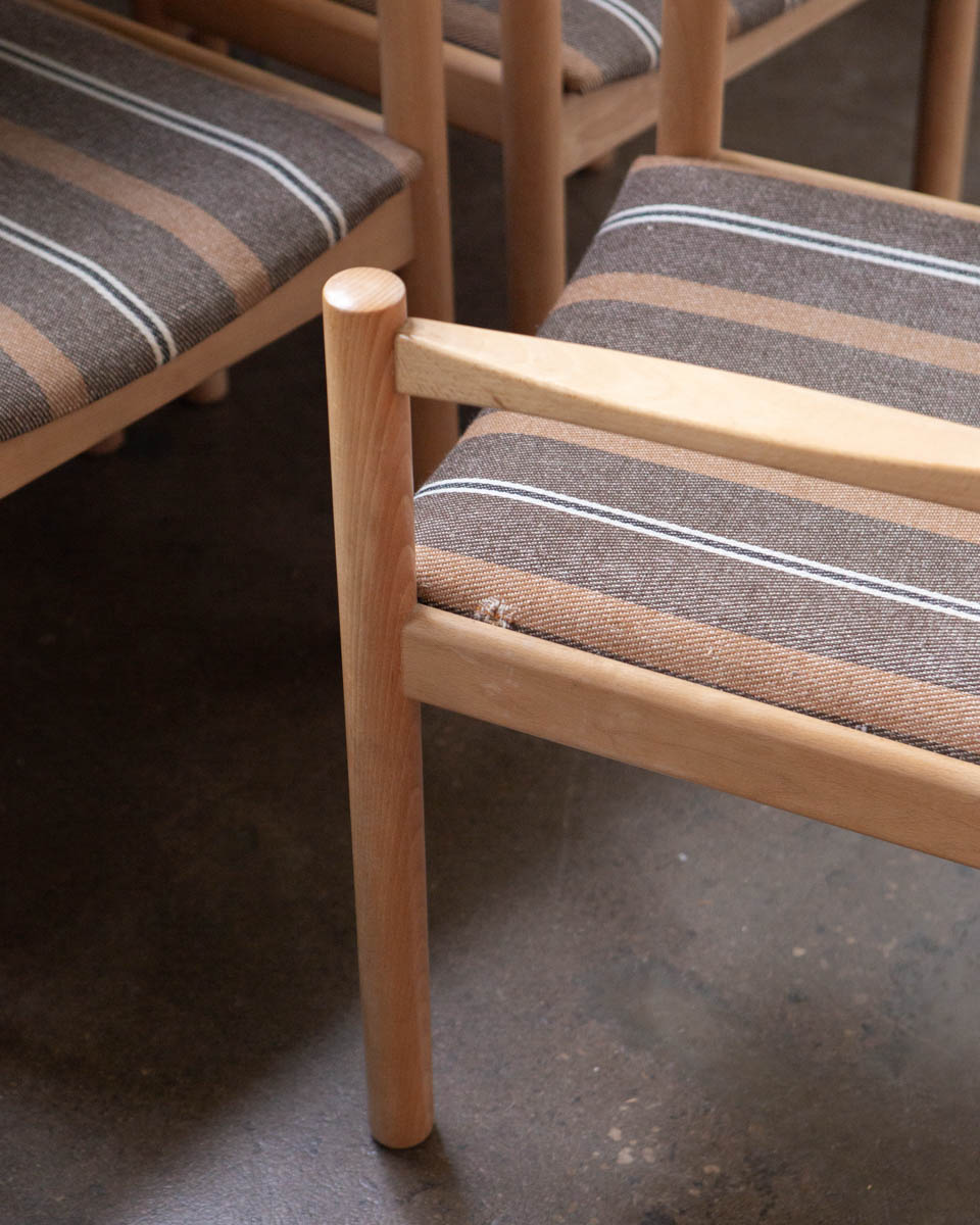 1970s Danish Beech and Wool Dining Chairs