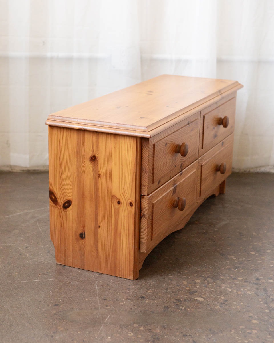 1960s Swedish Pine Low Chest of Drawers