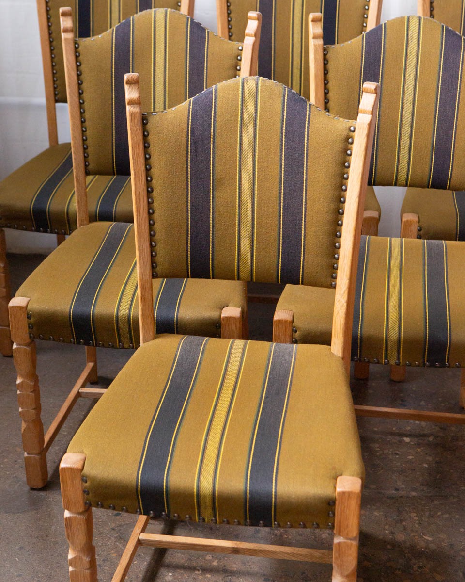 Set of Six Danish Modern Oak Dining Chairs in the Style of Henning Kjærnulf — 1970s