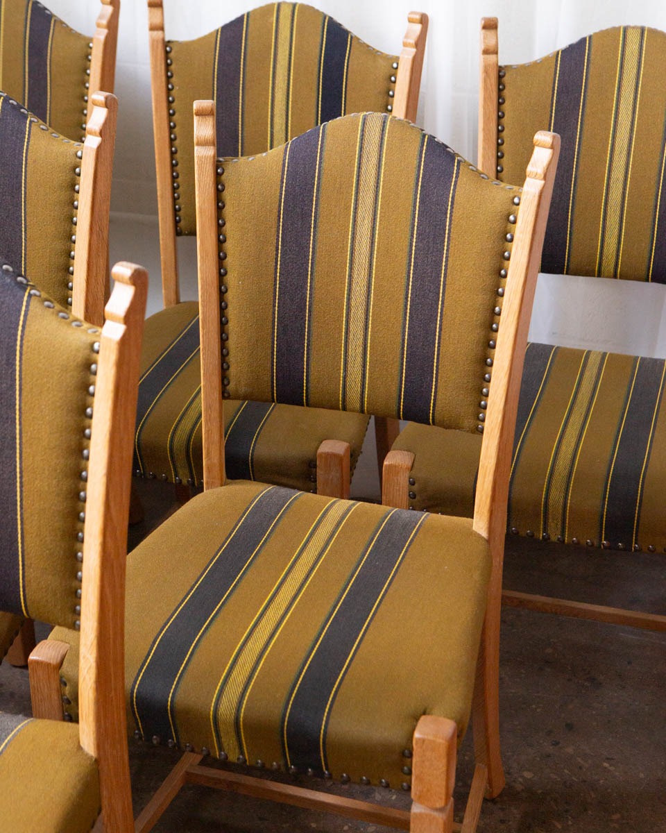 Set of Six Danish Modern Oak Dining Chairs in the Style of Henning Kjærnulf — 1970s