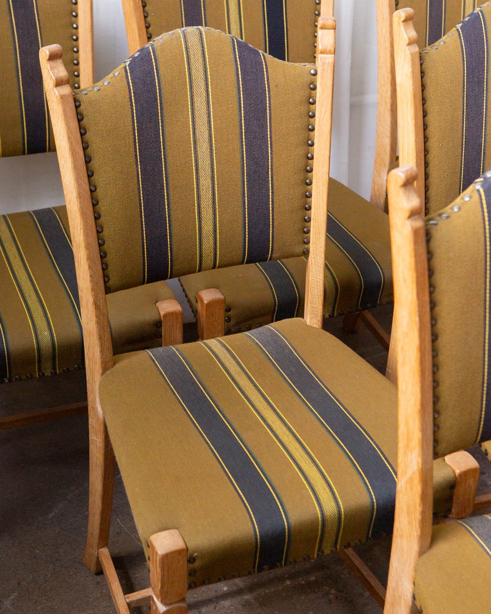 Set of Six Danish Modern Oak Dining Chairs in the Style of Henning Kjærnulf — 1970s