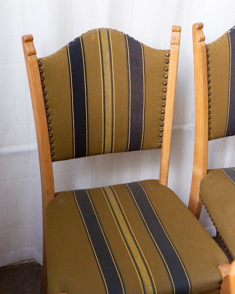 Set of Six Danish Modern Oak Dining Chairs in the Style of Henning Kjærnulf — 1970s