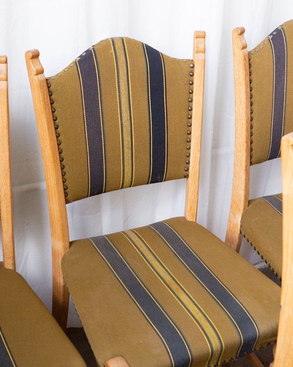 Set of Six Danish Modern Oak Dining Chairs in the Style of Henning Kjærnulf — 1970s