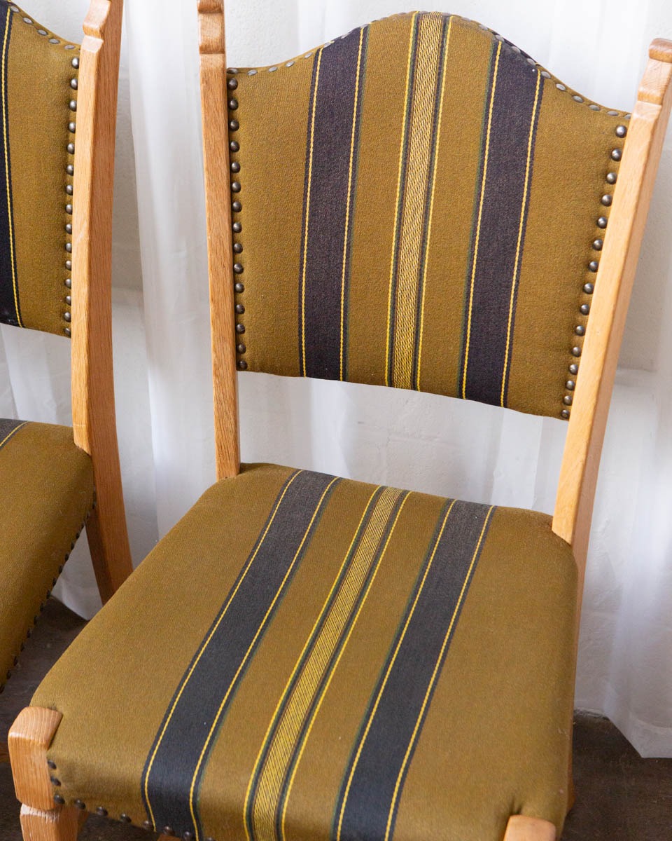 Set of Six Danish Modern Oak Dining Chairs in the Style of Henning Kjærnulf — 1970s