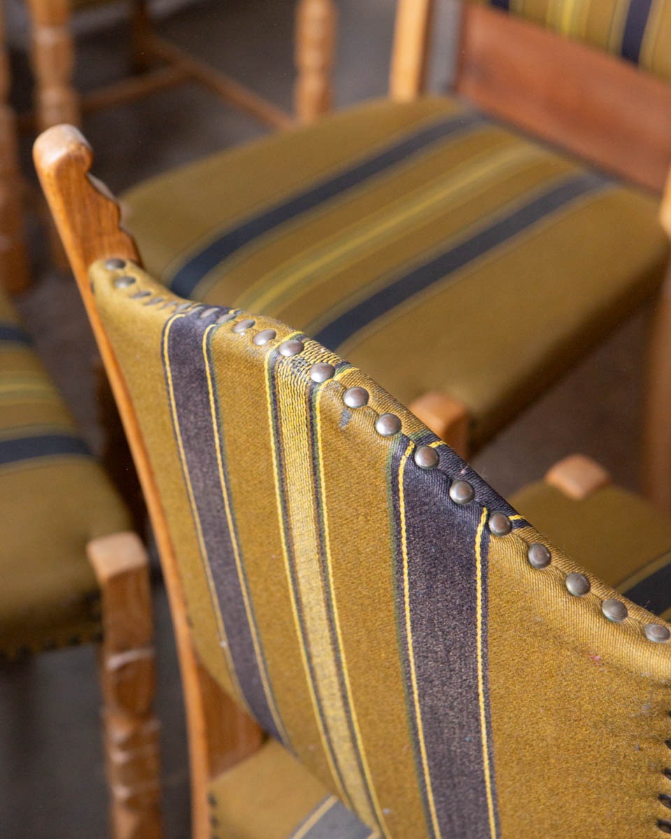 Set of Six Danish Modern Oak Dining Chairs in the Style of Henning Kjærnulf — 1970s