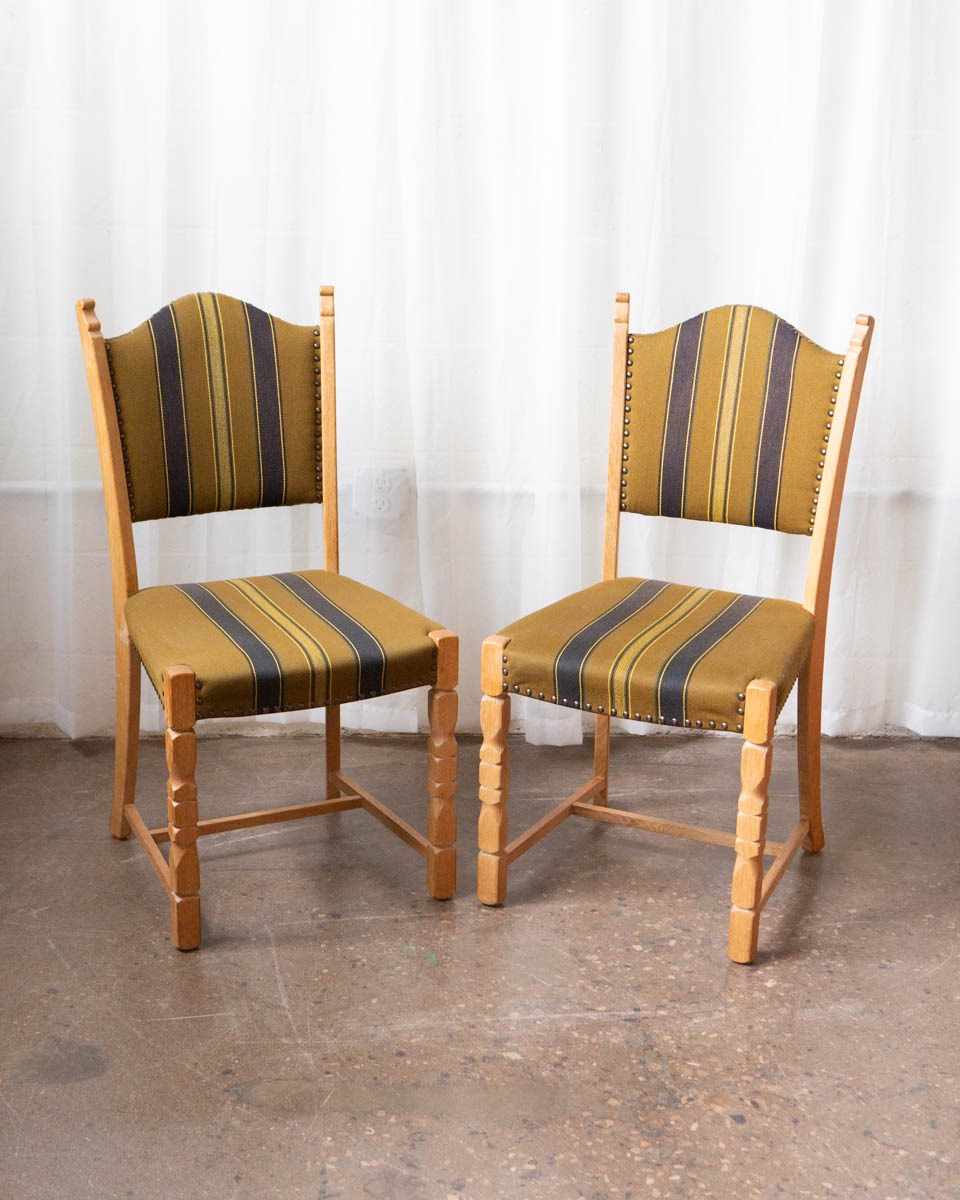 Set of Six Danish Modern Oak Dining Chairs in the Style of Henning Kjærnulf — 1970s
