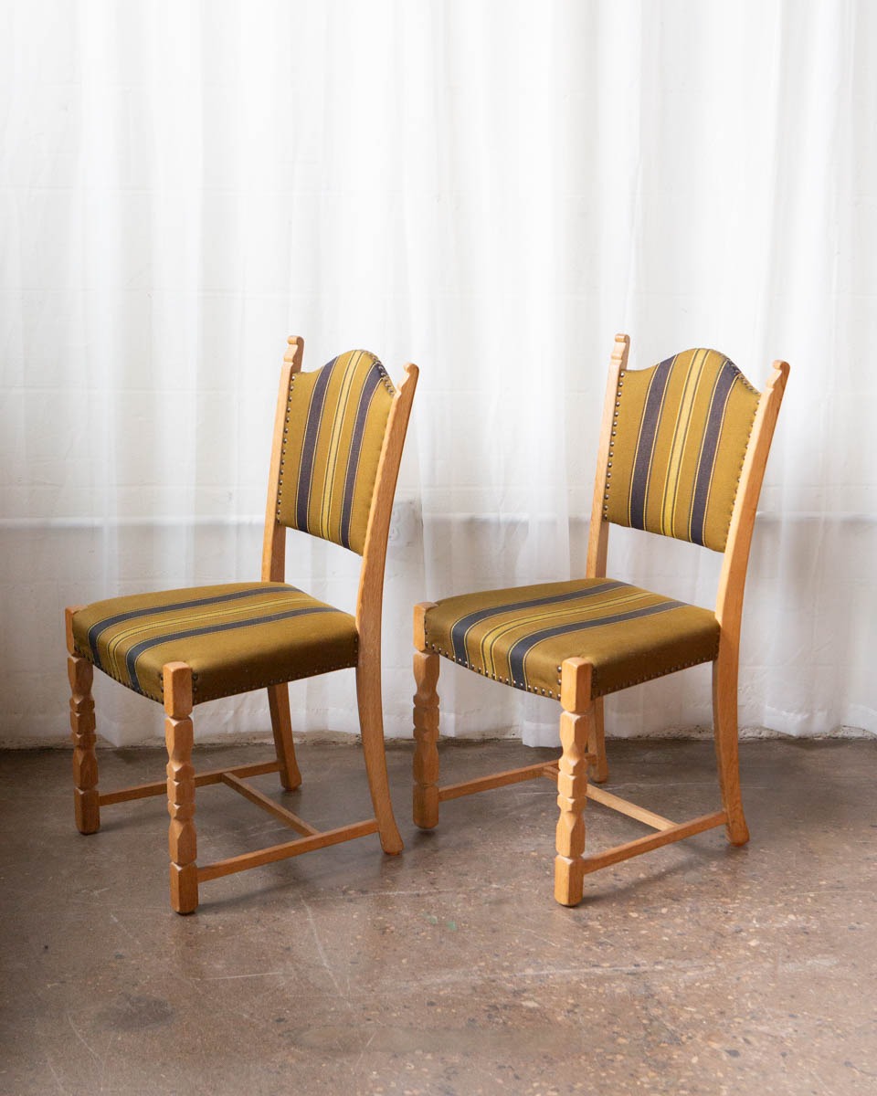 Set of Six Danish Modern Oak Dining Chairs in the Style of Henning Kjærnulf — 1970s