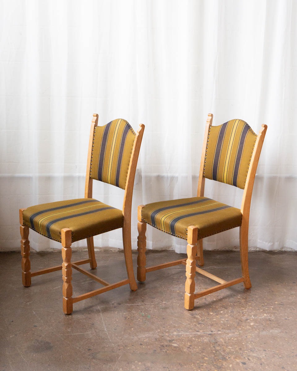 Set of Six Danish Modern Oak Dining Chairs in the Style of Henning Kjærnulf — 1970s