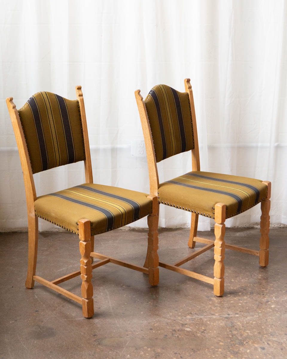 Set of Six Danish Modern Oak Dining Chairs in the Style of Henning Kjærnulf — 1970s