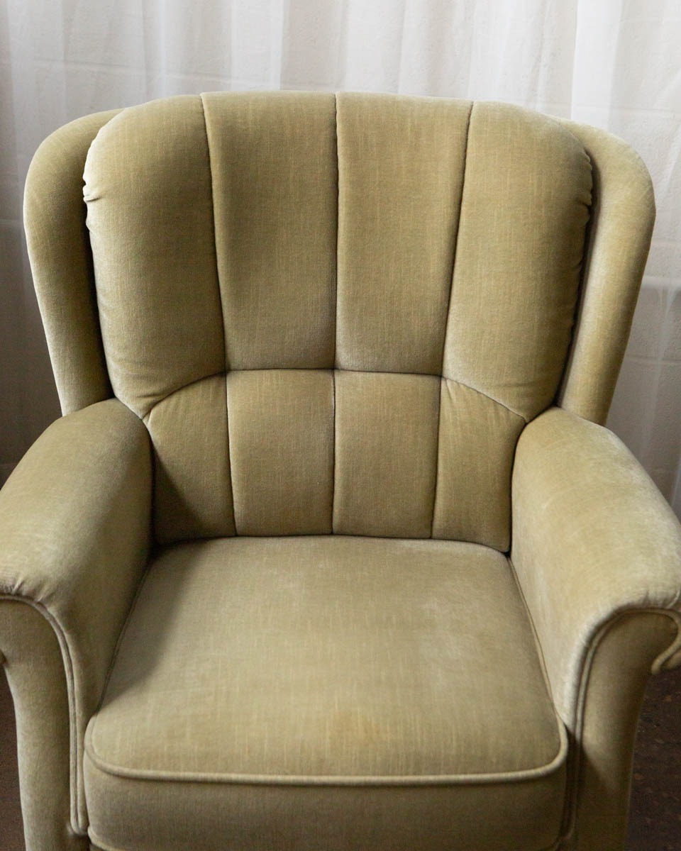 Pair of Danish Mid-Century Velour Lounge Chairs — 1970s