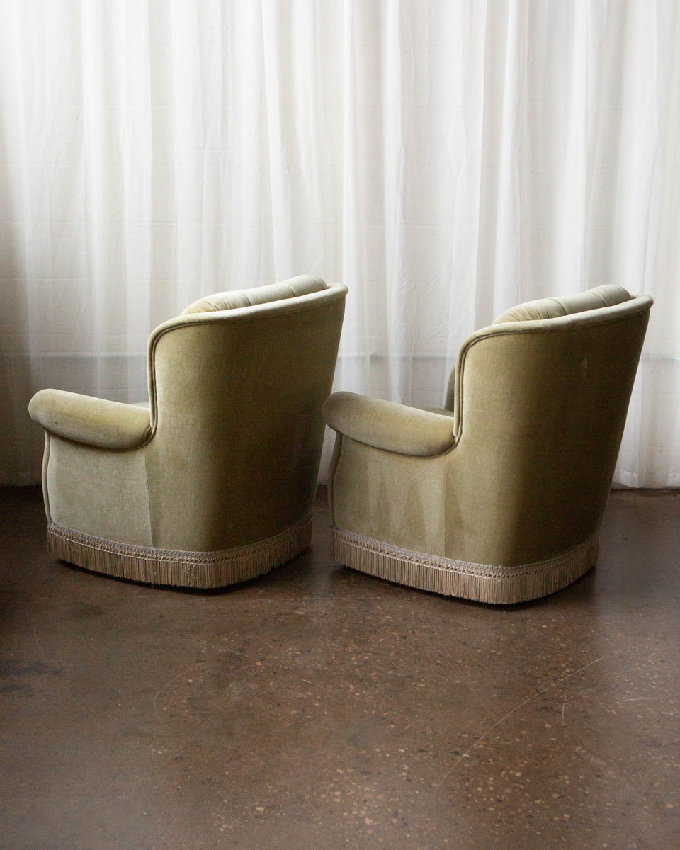 Pair of Danish Mid-Century Velour Lounge Chairs — 1970s