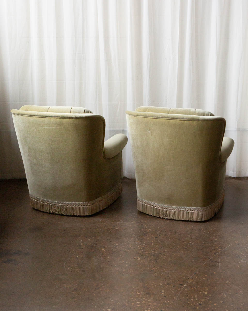 Pair of Danish Mid-Century Velour Lounge Chairs — 1970s