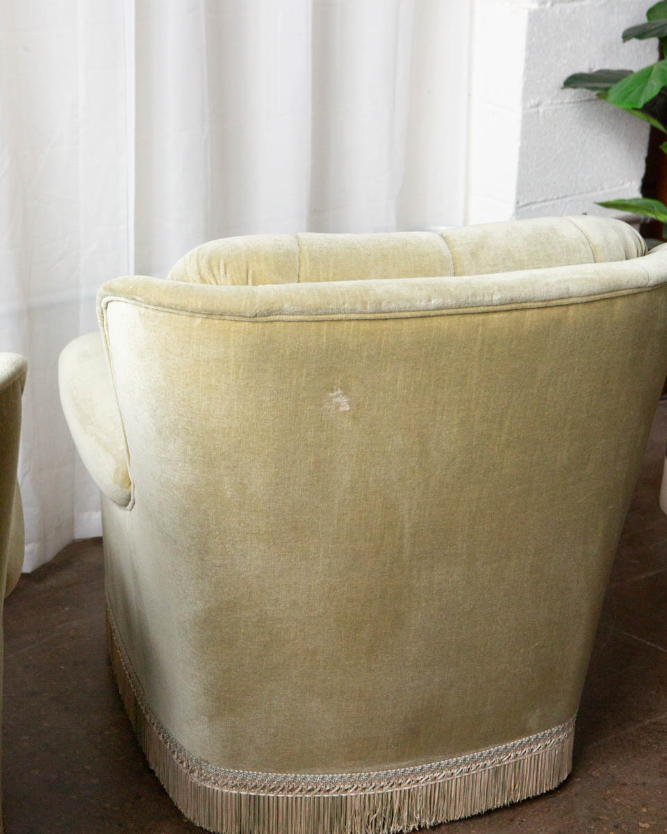 Pair of Danish Mid-Century Velour Lounge Chairs — 1970s