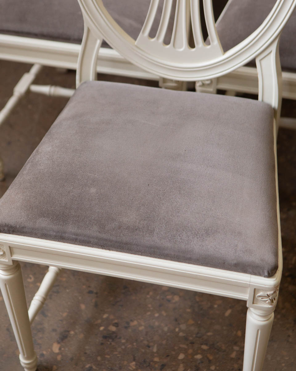 Set of Seven Swedish Gustavian-Style Painted Dining Chairs — 20th Century