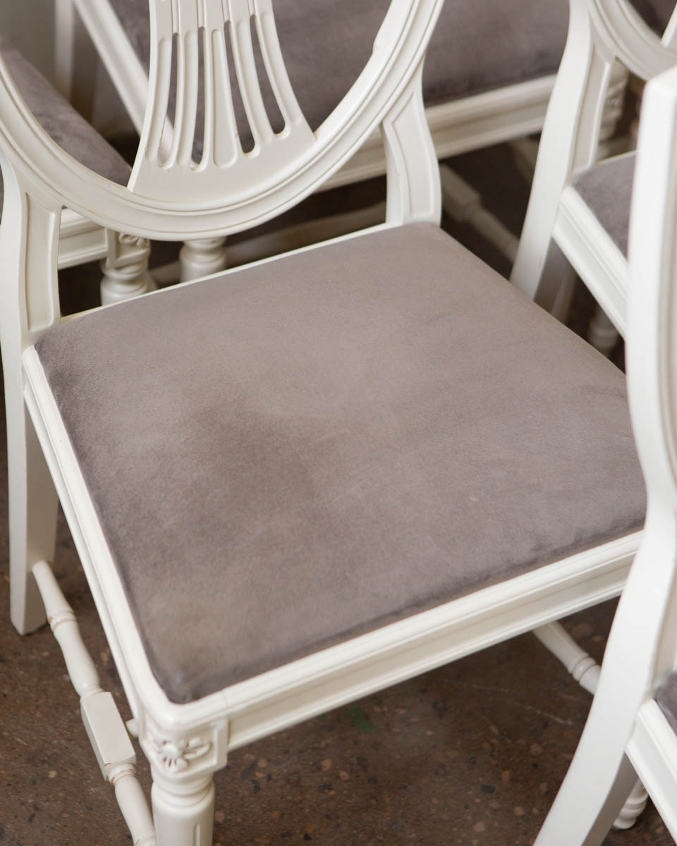 Set of Seven Swedish Gustavian-Style Painted Dining Chairs — 20th Century