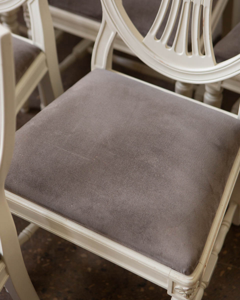 Set of Seven Swedish Gustavian-Style Painted Dining Chairs — 20th Century