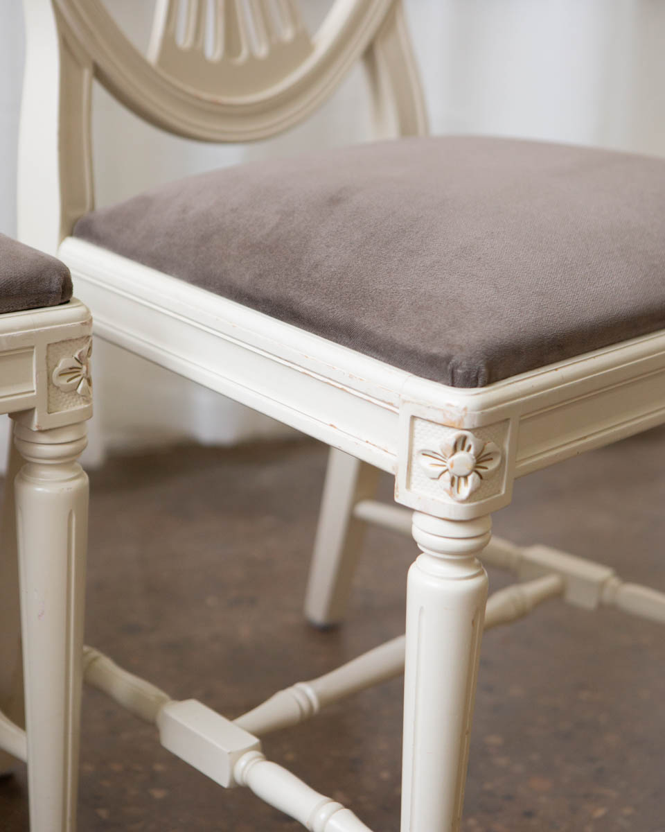 Set of Seven Swedish Gustavian-Style Painted Dining Chairs — 20th Century
